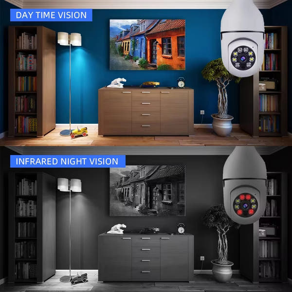 Smart Home Security PTZ Camera Wireless Lights 360 Degree Night Vision Surveillance Remote View CCTV Security WIFI Light Bulb Camera