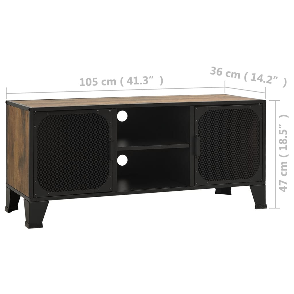 vidaXL TV Stand Media Unit Entertainment Center for Living Room Metal and MDF-3