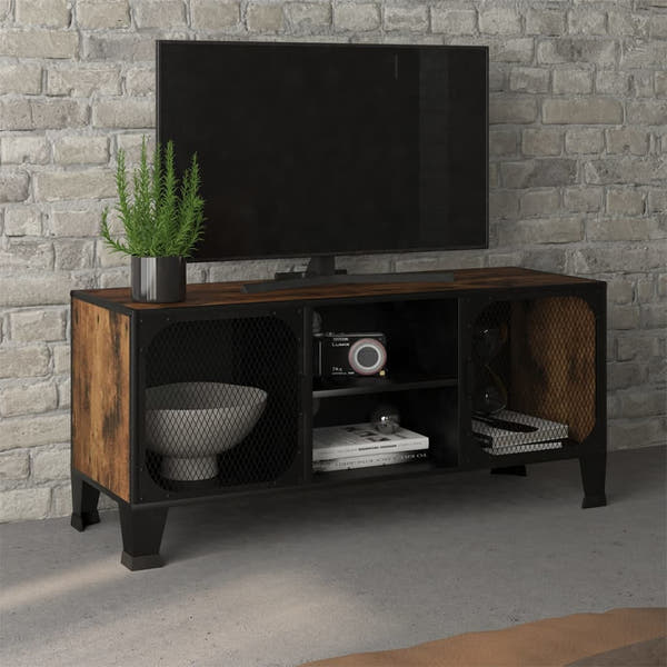 vidaXL TV Stand Media Unit Entertainment Center for Living Room Metal and MDF-1