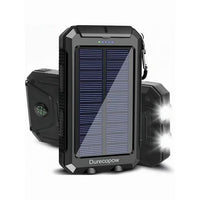 [Best Gift] 10000mAh Solar Power Bank - Portable Charger with Dual 5V USB Ports, LED Flashlight & Compass - For Phones, Devices, Travel & Camping - External Backup Battery