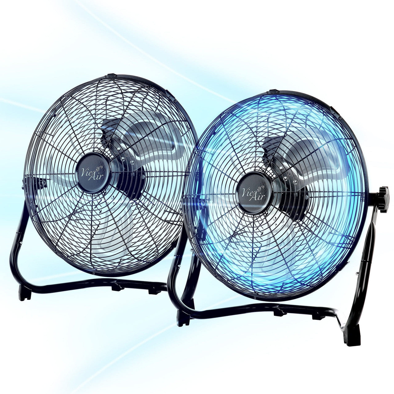 Vie Air 14 In. Twin Pack Industrial High Velocity Heavy Duty Metal Floor Fan with 3 Speed Settings-0