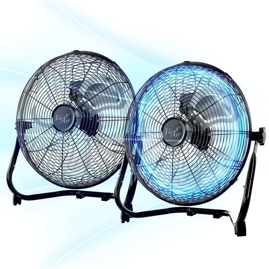Vie Air 14 In. Twin Pack Industrial High Velocity Heavy Duty Metal Floor Fan with 3 Speed Settings-0