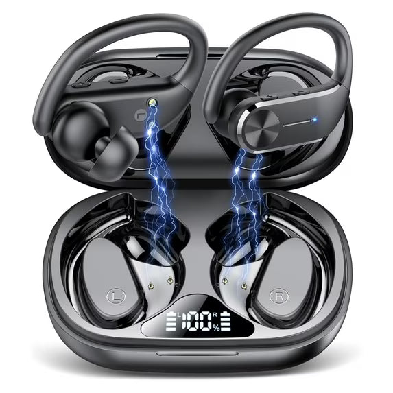 Wireless Earbuds - 68Hrs Bluetooth 5.3 Headphone Sport, 2025 Bluetooth Earbuds Stereo Deep Bass Over Ear Bud with Earhooks, ENC Noise Cancelling Mic, IP8 Waterproof Earphone