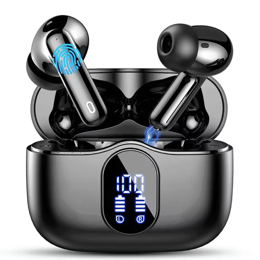 Wireless Earbuds, Bluetooth 5.4 Headphones Bass Stereo, Ear Buds with Noise Cancelling Mic LED Display, 36H Playtime in Ear Earphones, IP7 Waterproof Sport Headset for Android iOS
