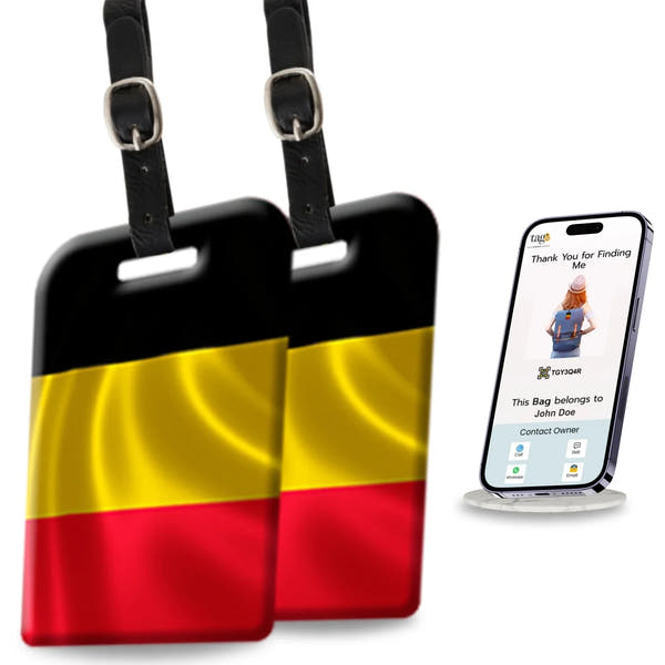 Smart Bag Security Tag - Belgium Flag [Pack 2]-0