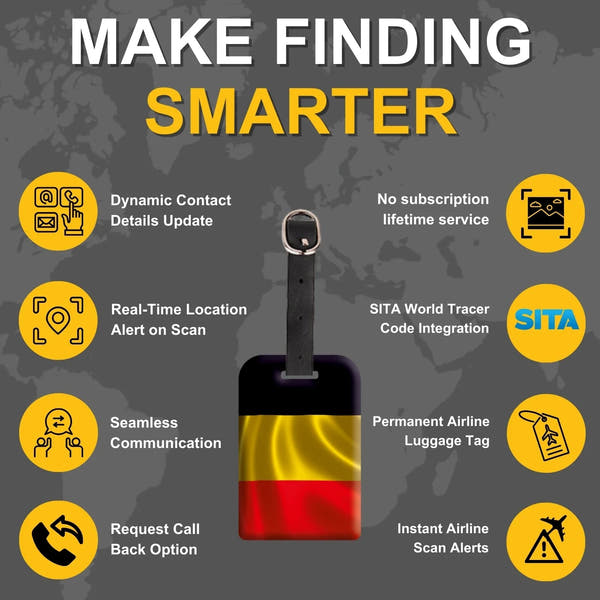 Smart Bag Security Tag - Belgium Flag [Pack 2]-3