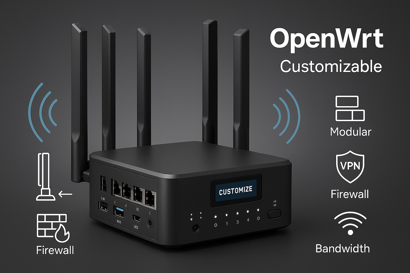 Customizable OpenWrt compatibility wifi router