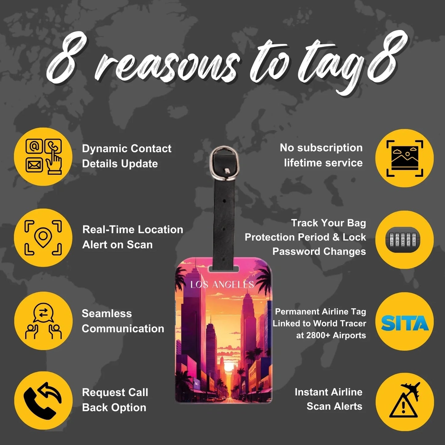 Smart Bag Security Tag - Los Angeles [Pack 2]-3