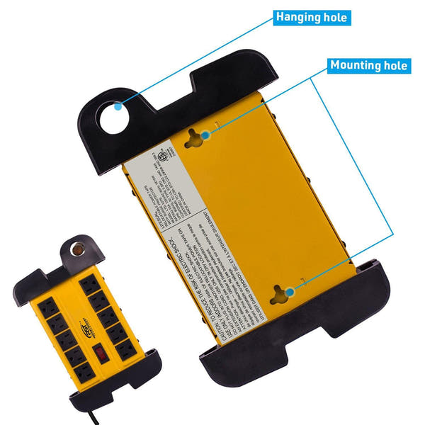 CRST 10 Outlets Mountable Heavy Duty Power Strip Surge Protector with Cord Wrapping design, Optional 15FT or 6FT Power Cord